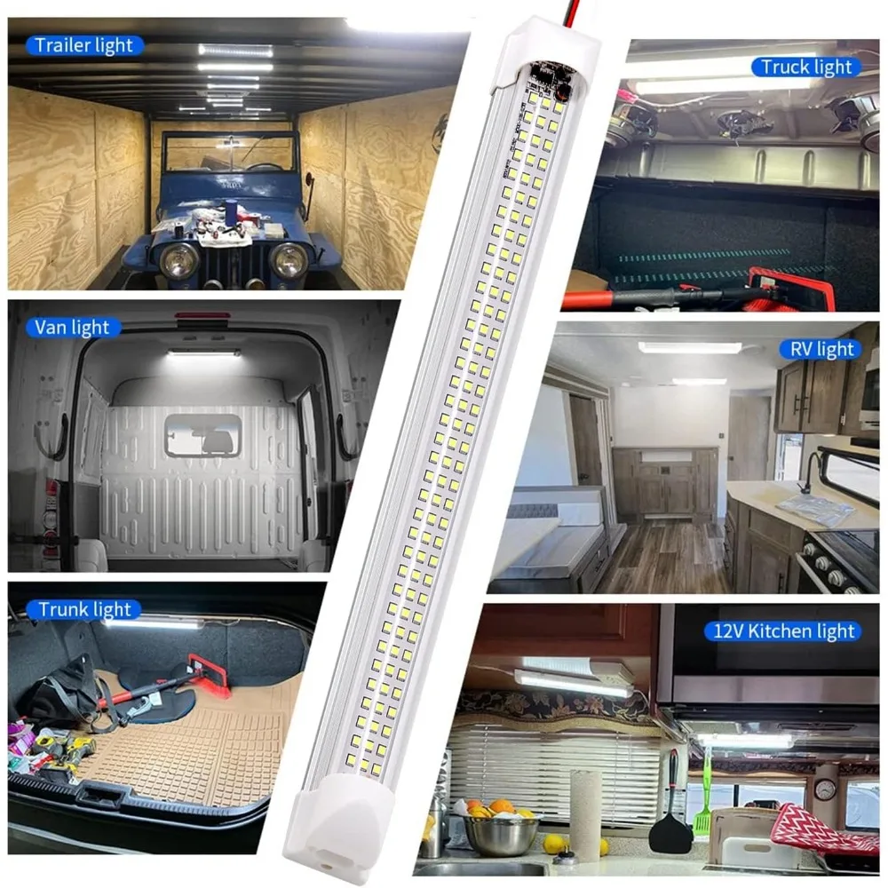 12v LED Interior Light Bar | 108LEDs 1600LM 6W DC 12 Volt led Strip Lights Enclosed Trailer Lights Fixture for Camper Tru