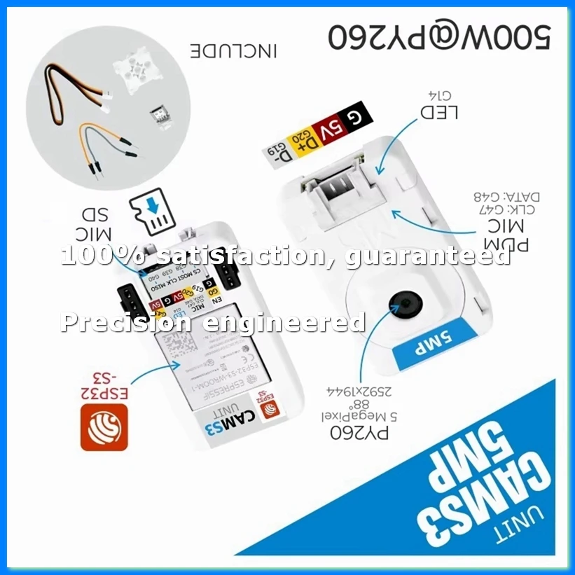 Камера Wi-Fi CamS3 5 МП на базе ESP32S3 (PY260) 88 °   Встроенный микрофон PDM DFOV-ABWO