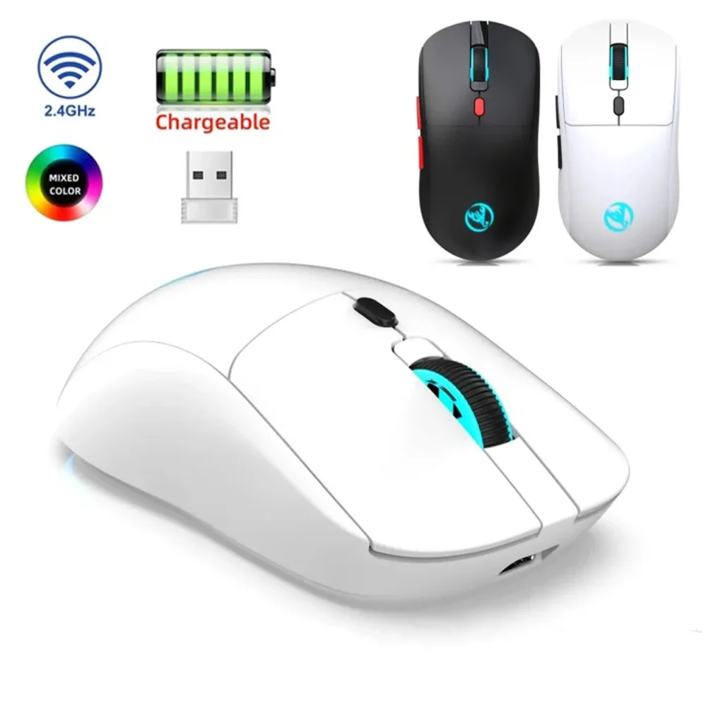 

2.4G Rechargeable USB Wireless Mouse Adjustable 3600dpi 7 Colors RGB Comfortable Mice for Home Office Laptop Computer Gamer
