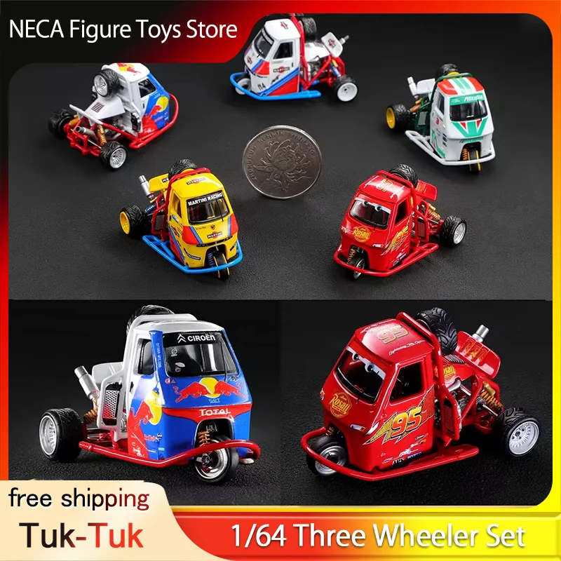 

1:64 Modified Tuk-Tuk Three Wheeler Set Multiple Racing Livery Options Alloy Diecast Collection Model Toys Gift For Boys
