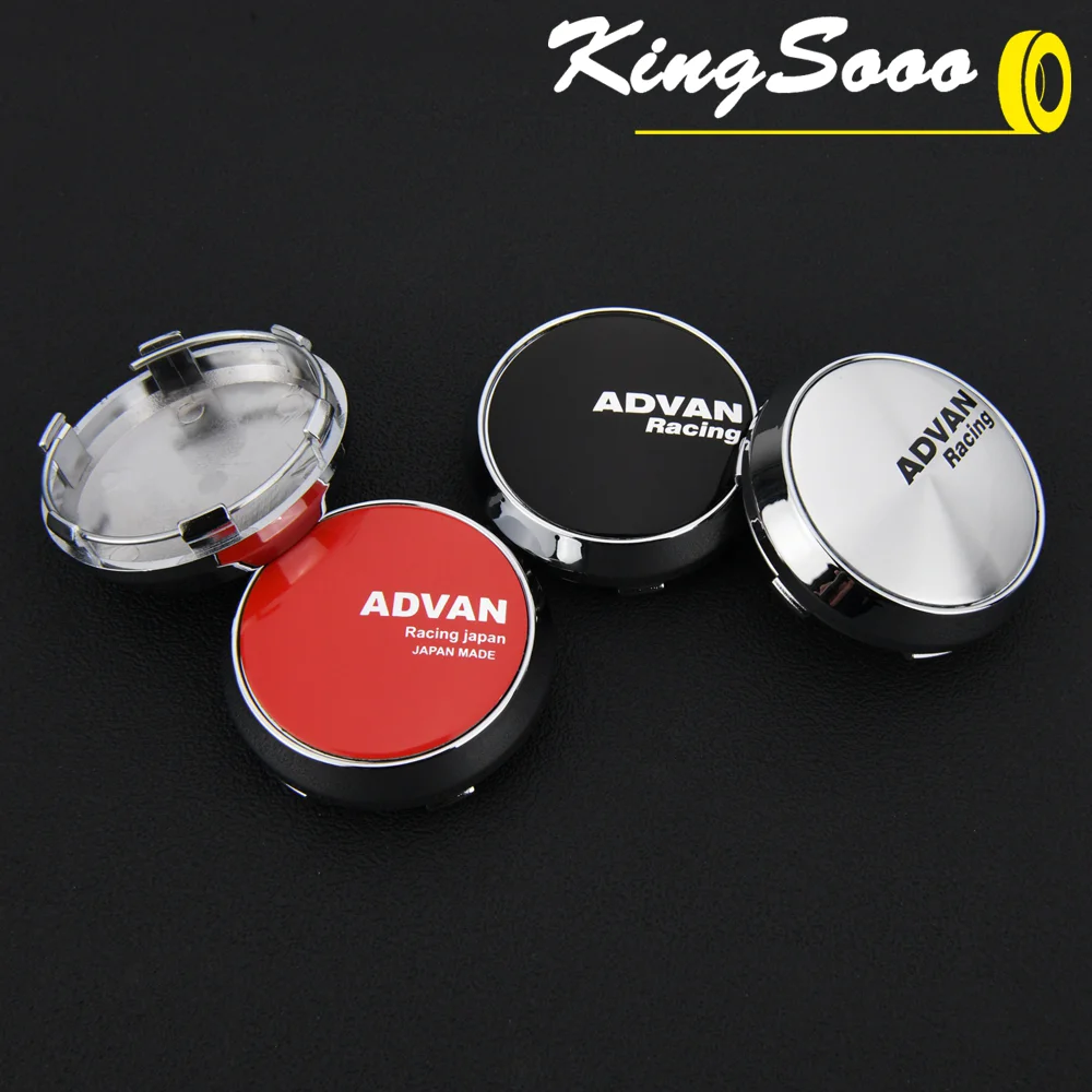 4PCS JDM Sport Rim Cap 64mm Clip ADVAN Wheel Caps Wheel Center Caps Hub Cap Black & Silver