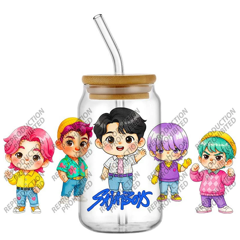 K-POP Vibes Collection 16oz Libbey Can Transfer Stickers ChibiIdol Style Waterproof Cup Wrap Decals for Mug Glasses Laptop view 5