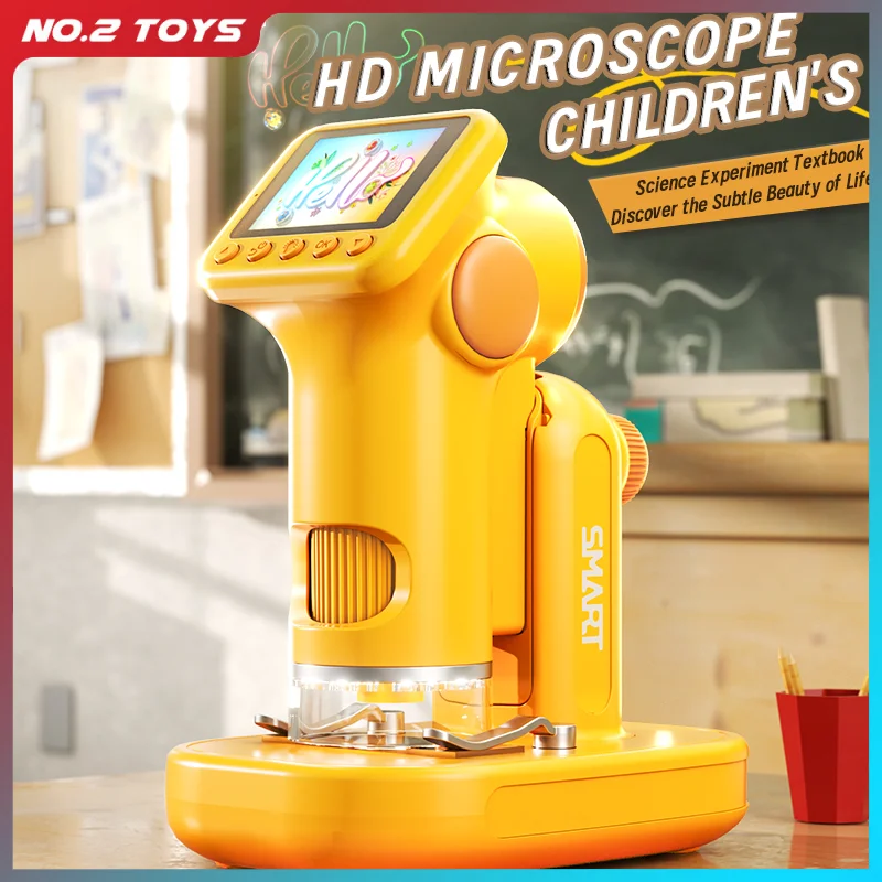 2 IN 1 Portable Lab Microscopes Digital Camera 1600X Desktop Handheld HD Microscope Children's Biological Science Education Toys