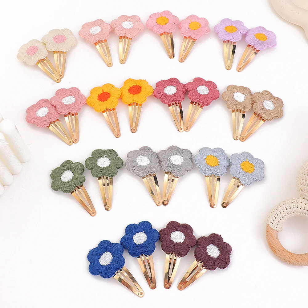 

2Pcs/lot Embroidery Flower Hair Pins Children Flower Hair Clips Sweet Girls Baby Hair Accessories Vintage Hairpins Barrettes