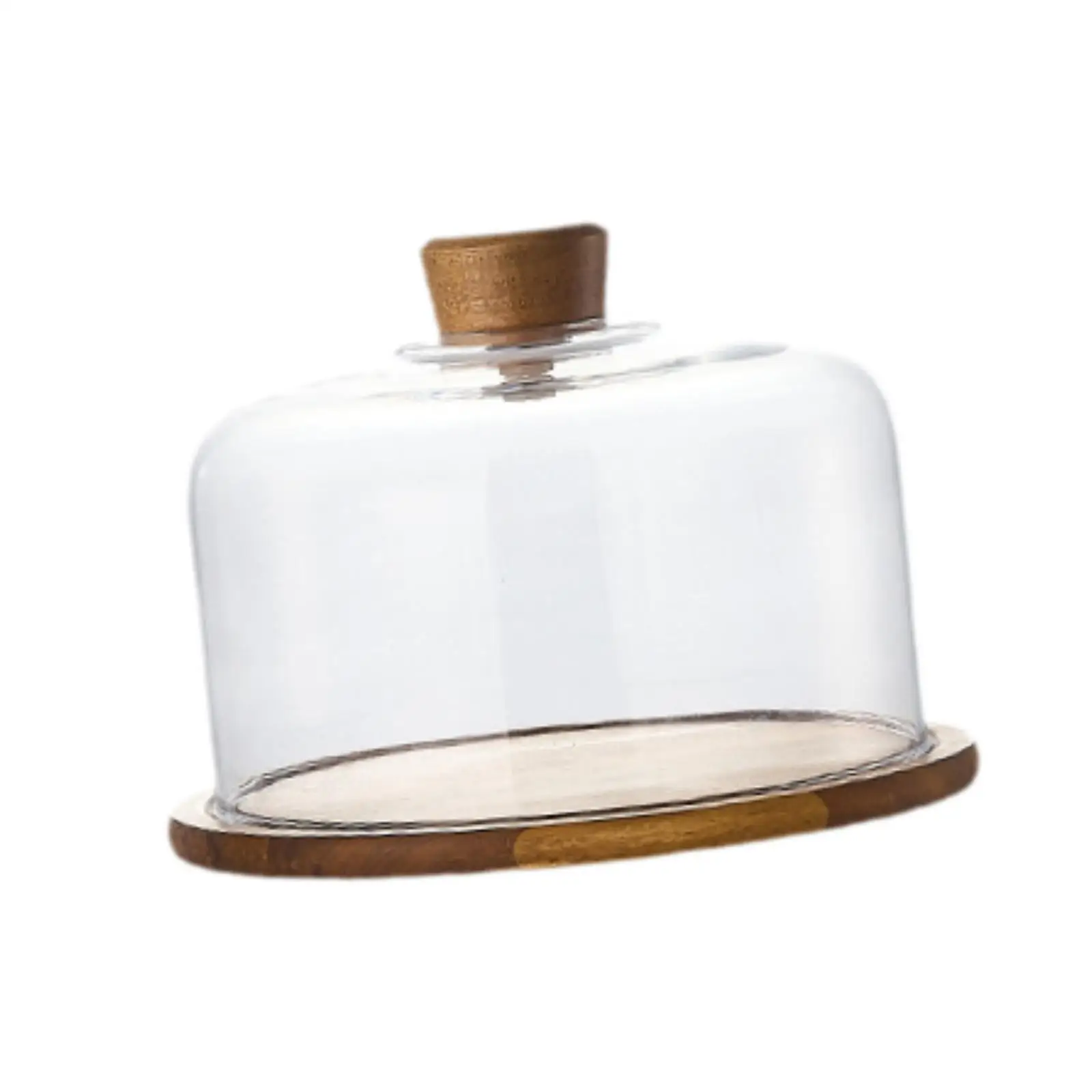 Rustic Wood Cake Stand Dome Lid Pastry Showcase Holder Rectangular Bread Cheese Display Tray for Sweet Table and Events