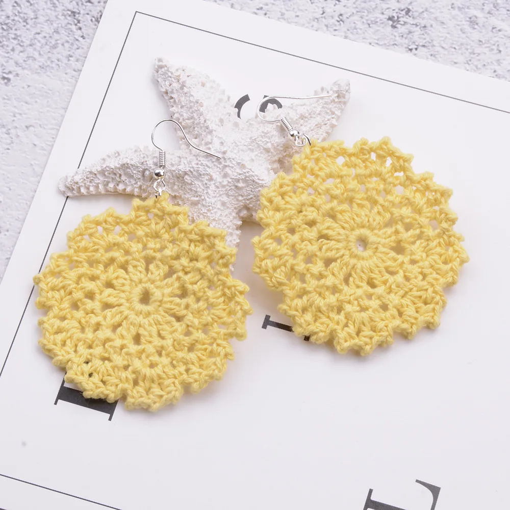 Classic Retro Women's Earrings Handmade Crocheted  Features Versatile Fashion Ornaments