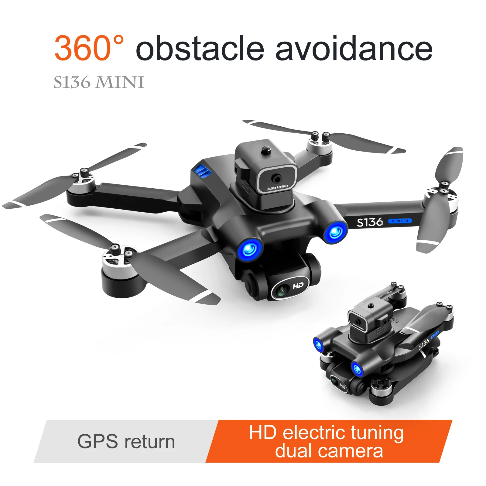 

S136 GPS FPV Dron with 4k Camera ESC Drone 8K Professional Quadcopter RC Helicopter Obstacle Avoidance Aerial Photography UAV HD