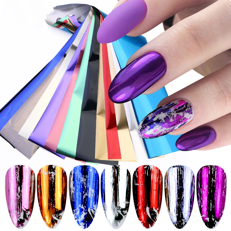Gold Sliver Metallic Nail Foil Set Adhesive Decals Nail Art Transfer Sticker Paper Slider Nail Water Decal Design