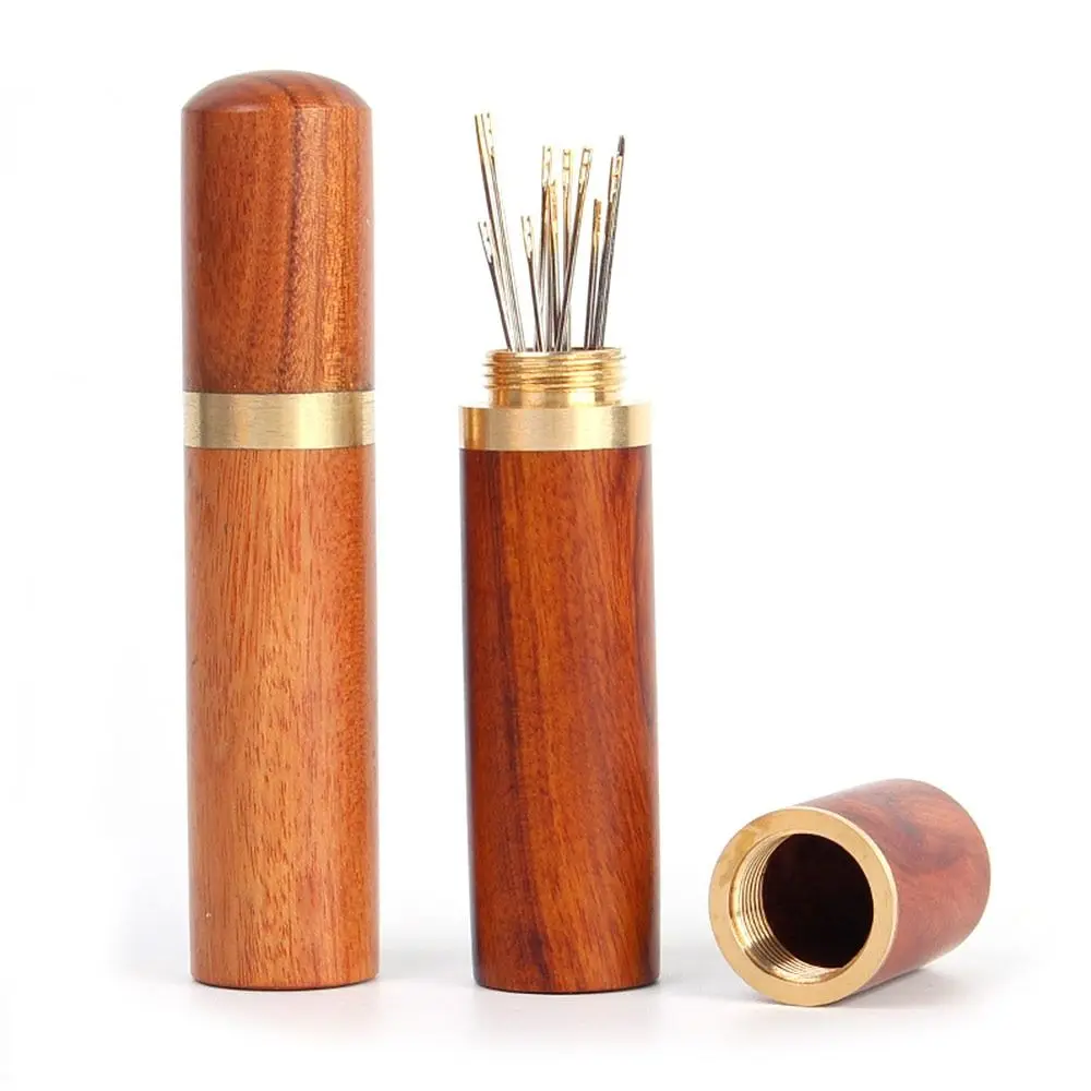 

DIY Craft Wooden Sewing Needle Container Sandalwood Practical Needle Case Household Portable Needle Organizer Universal