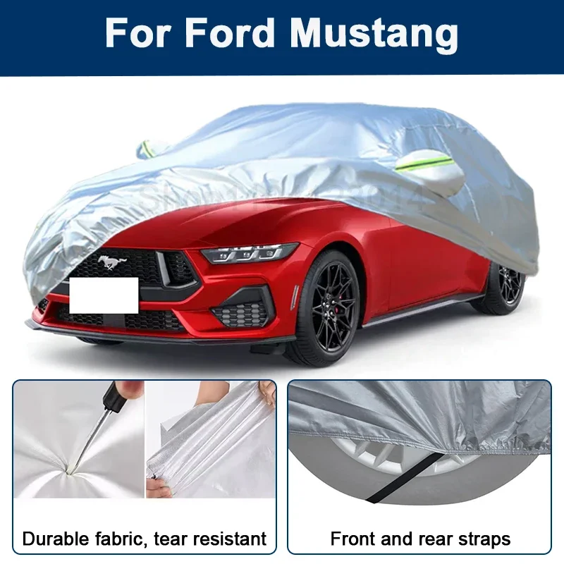 

Всепогодный чехол для автомобиля Ford Mustang с отражающими полосами, водонепроницаемый, снегозащитный, пылезащитный, с защитой от УФ-излучения, автоаксессуары
