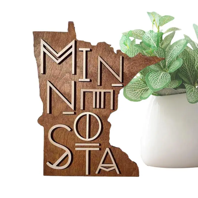 State Wall Decor Map Sign Cutout State Shaped Wall Art Rustic US State Decoration Wall Pediments 3D Wall Ornament For Homesick