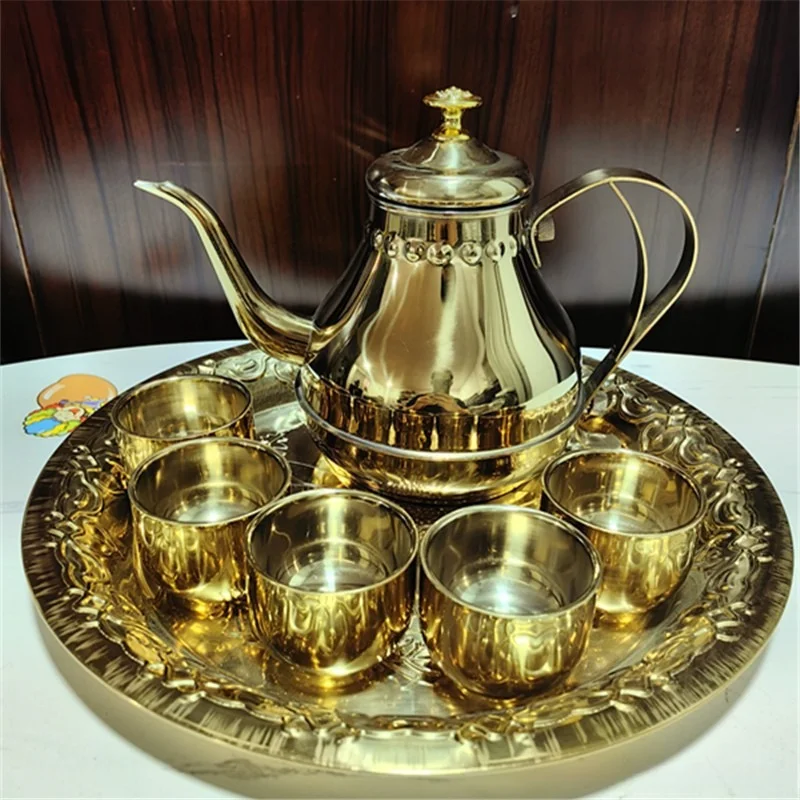 tainless Steel Teapot Cup Tray Set Filter Tea Maker Home Outdoor Drinkware