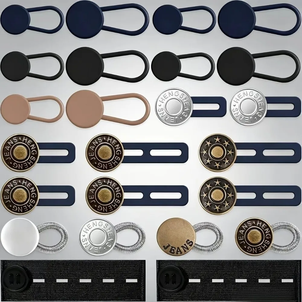 12/16/24/26 pcs Button Style Button Extenders Strong Elasticity Metal Waist Extender Buttons Easy Install No Sew Extensions