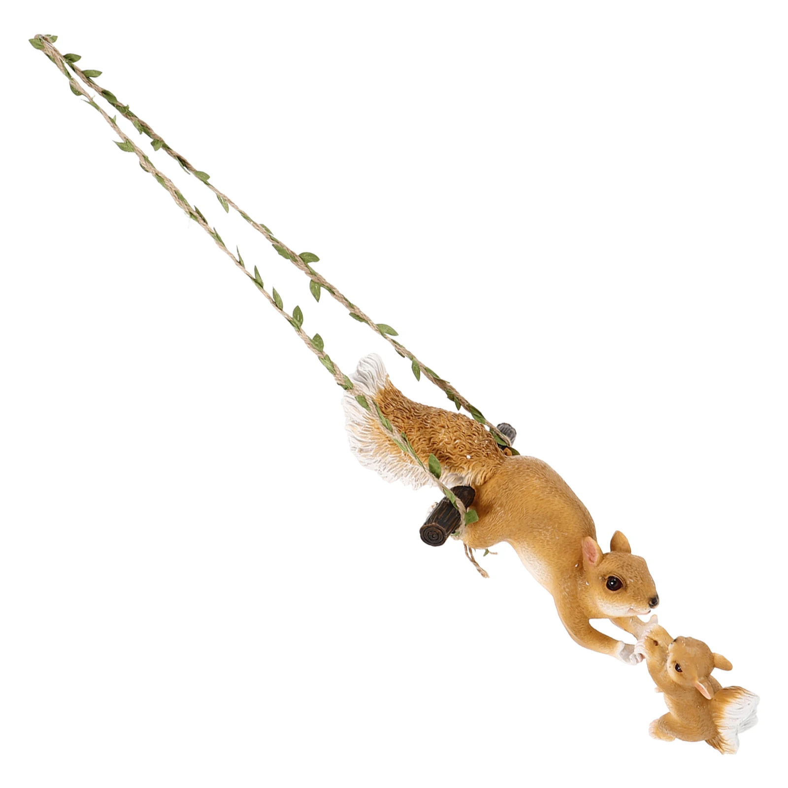 

Lovely Squirrel Hanging Ornament Cute Animal Decor Resin Craft Garden Courtyard Decoration Durable Flax Rope