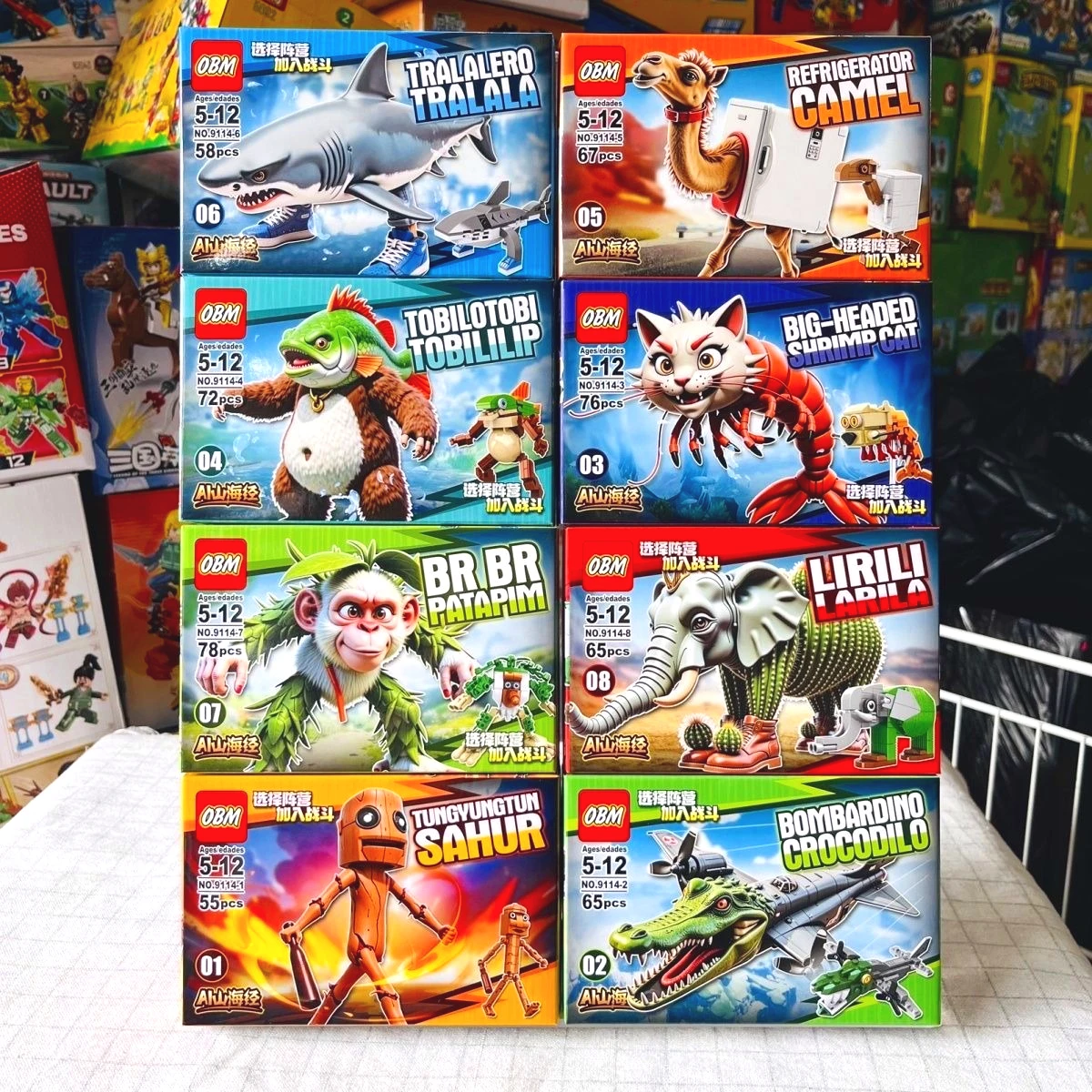 Italian Brainrot Tung Tung Sahur‌ Assembled Toy Tralalero Tralala‌ Boneca Collectible Figure Toy Building Blocks Christmas Gift