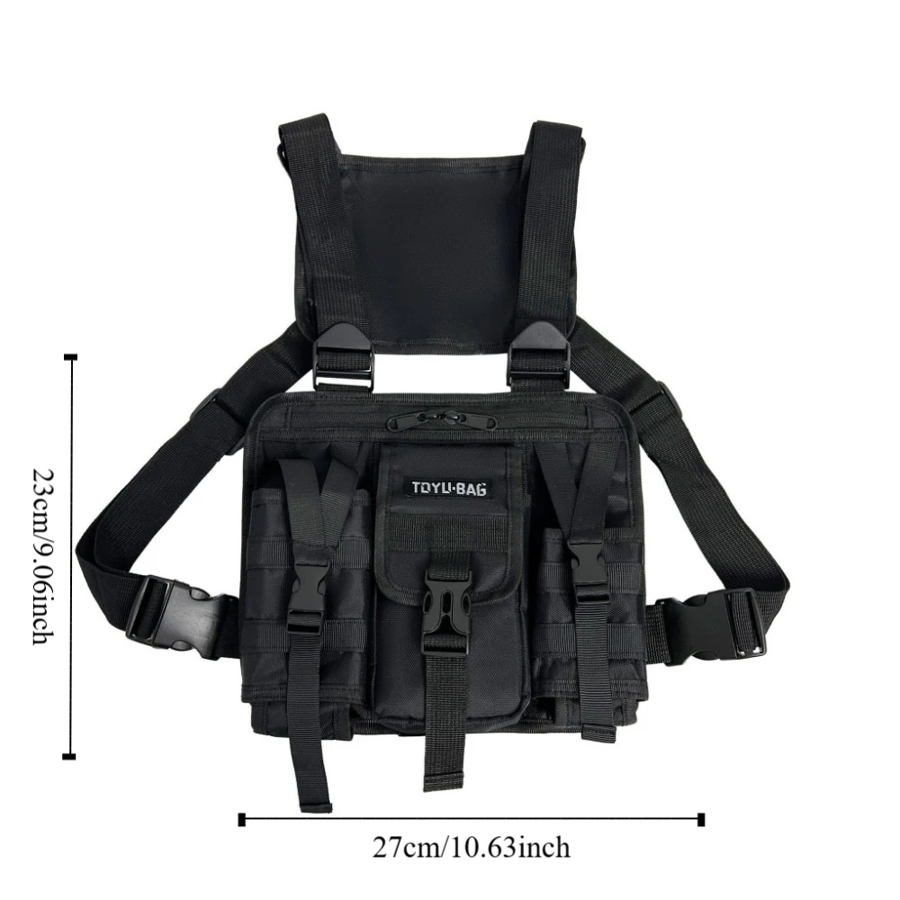 Oxford Cloth Molle Chest Bag Reflective Streetwear Molle Shoulder Vest Bag Large Capacity with Adjustable Straps