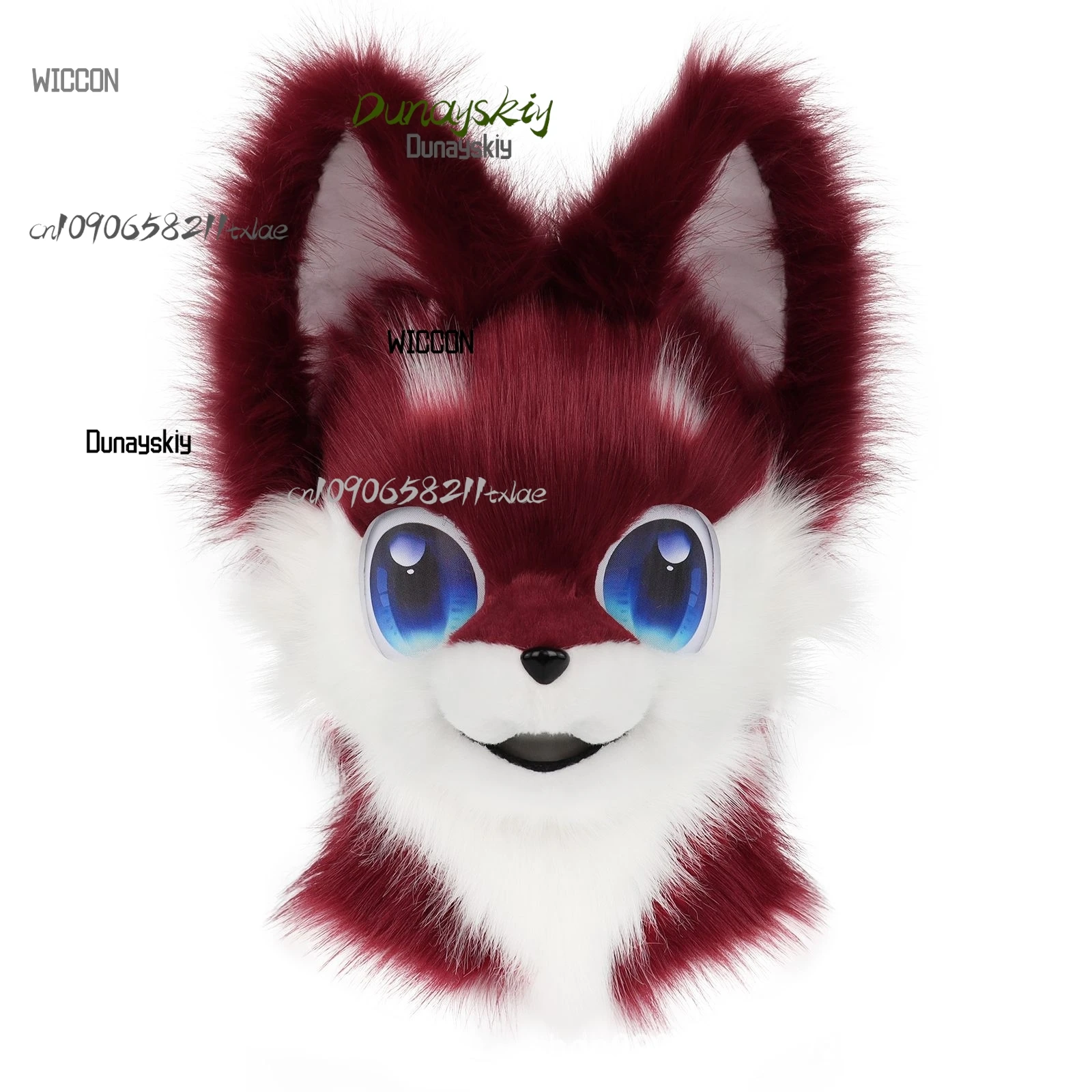 فروي رئيس واحد سامويد رئيس Fursuit النمط الياباني kawaii جودة عالية جيراي كي أزياء تنكرية رائعة اكسسوارات الهالوين
