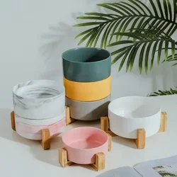 Ceramic Bowl Cat Dog Bowl Cat Food Bowl Cat Bowl Drinking Water Bowl Double Bowl Protection Cervical Spine Bowl Black Pet Bowl