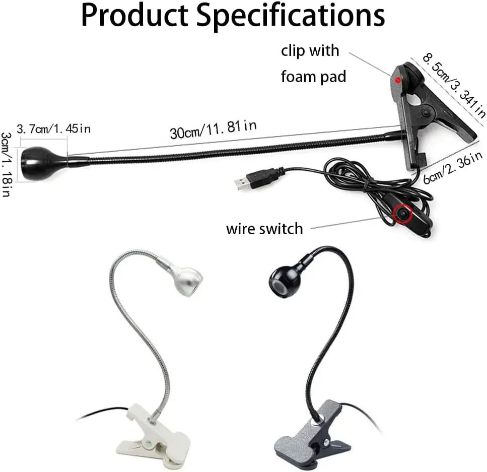 مصباح صغير للأشعة فوق البنفسجية لأظافر الجل، مصباح معالجة LED 3 وات مع رقبة معقوفة مرنة ومشبك، مجفف أظافر محمول لفن الراتنج