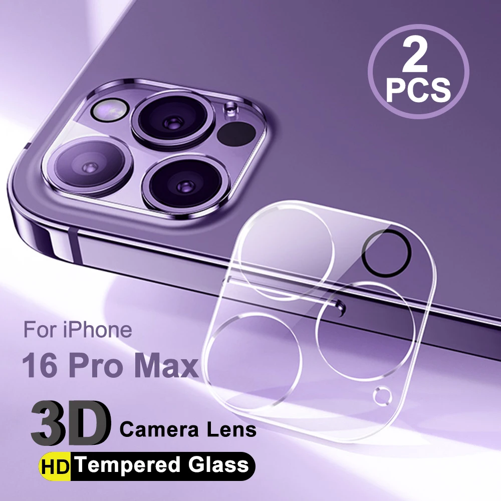2PCS For iPhone 16 Pro Max Camera Lens Film Tempered Camera Protector For Apple iPhone16 16pro 16ProMax 16 Plus 3D Lens Glass