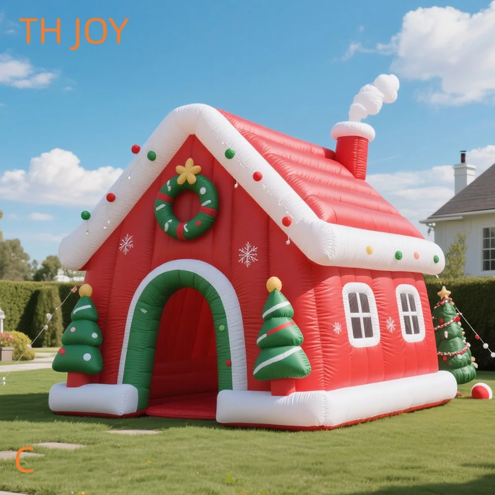 Szybka dostawa lotnicza do domu, nowy model 2025, dmuchany grot Bożego Narodzenia, dekoracja ogrodowa na zewnątrz, dmuchany domek świąteczny, namiot.