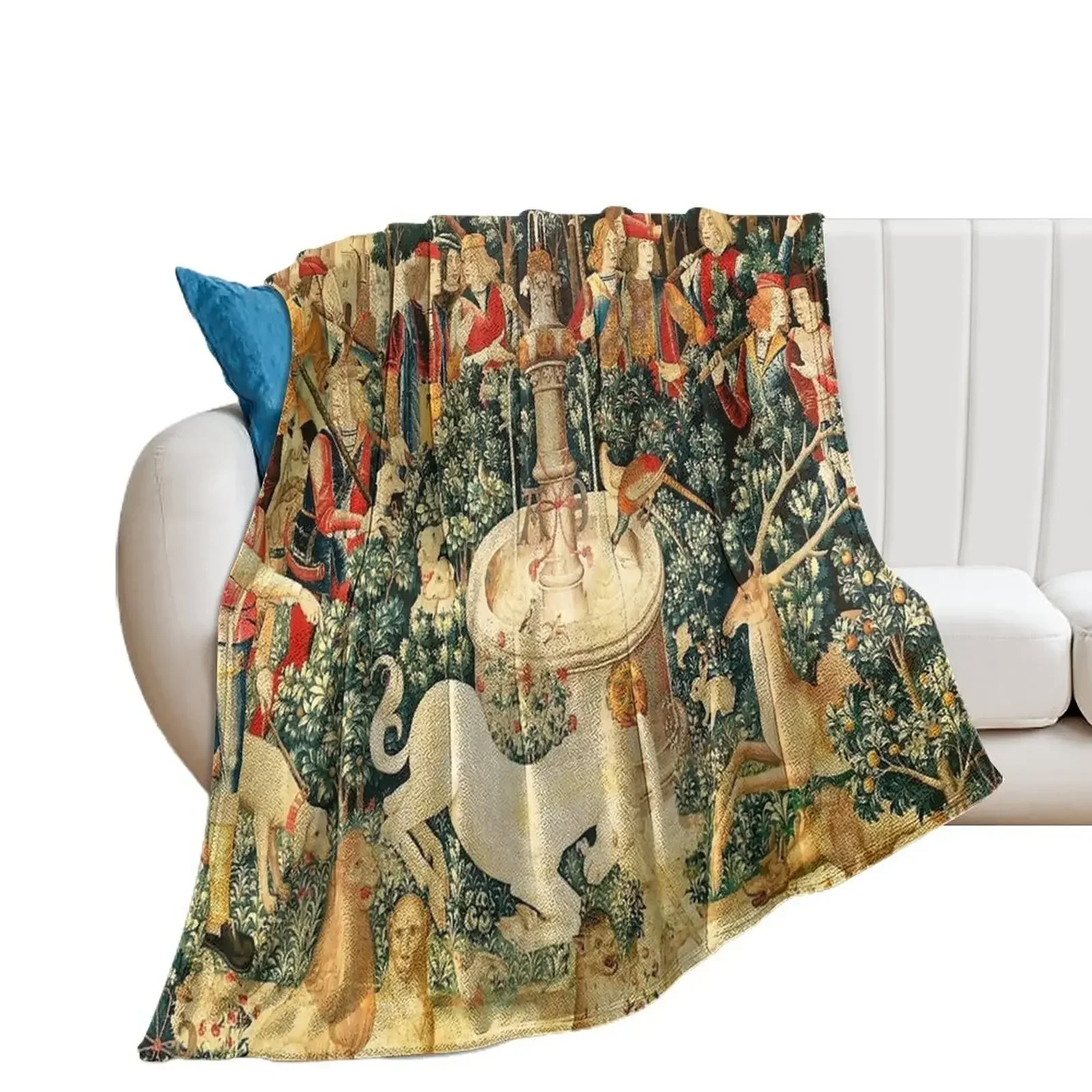 

Medieval Unicorn Floral Tapestry Throw Blanket Beautifuls Softest Blankets