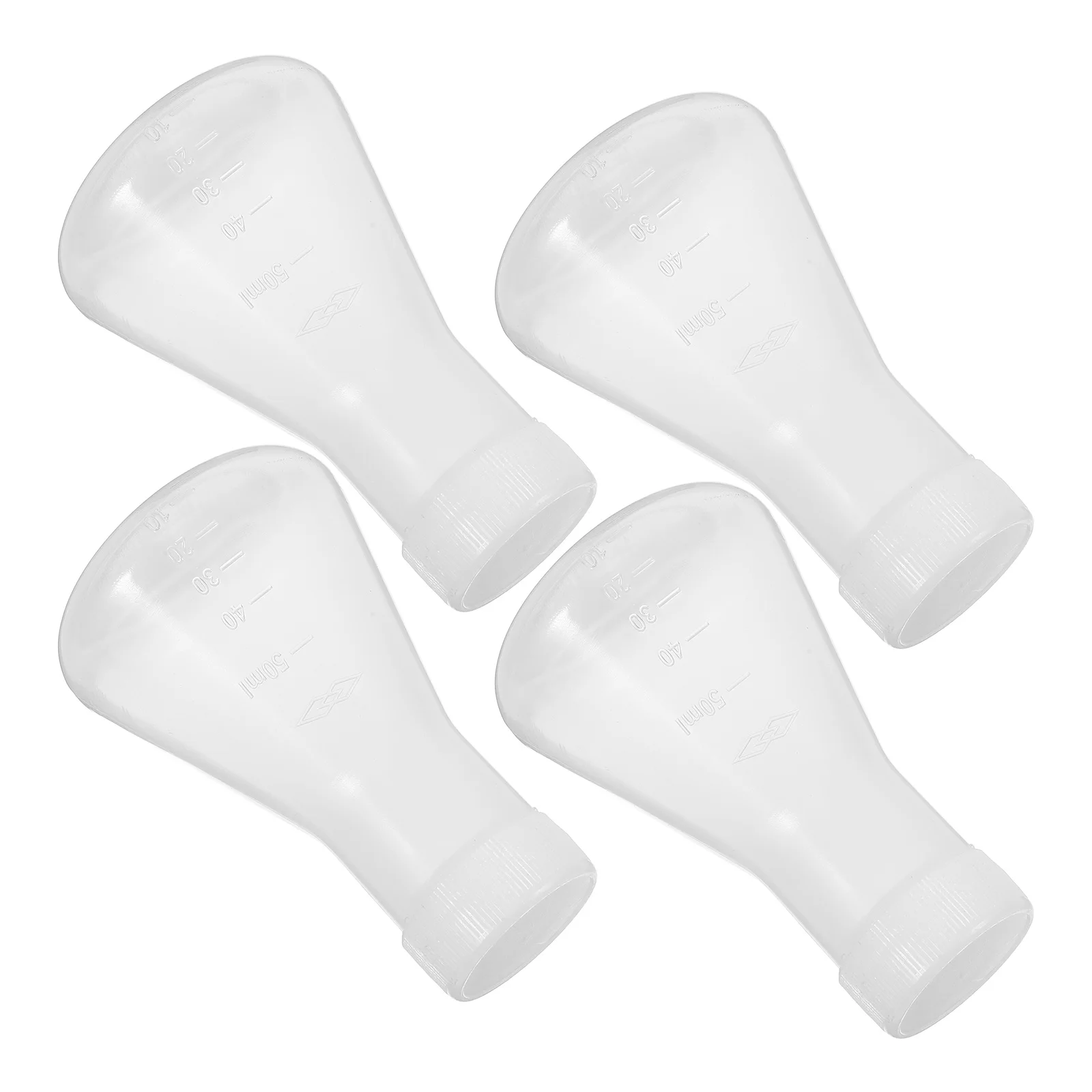 

4pcs Plastic Triangular Flask with Lid White 50ml Lab Glassware Conical Shaped Anti Spill Chemical Container