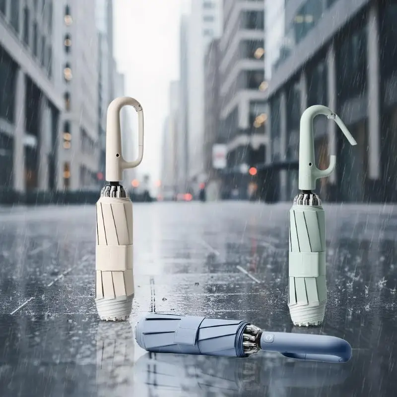 Ring Buckle Design Automatic Umbrella For Men Women Folding 105CM Large Strong Sunshade UV Protection Umbrella