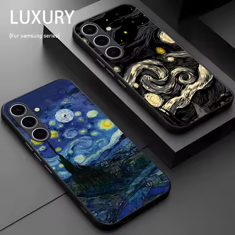 Popular Van gogh Artworks Phone Case For Samsung Galaxy S25 S24 S23 S22 S21 S20 Plus Ultra Note20 Soft Black