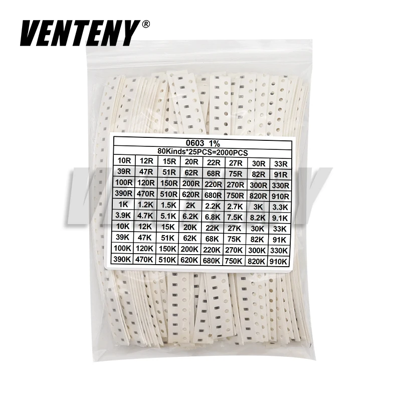 Assorted SMD Chip Resistor Kit, Resistance Sample Set, 80 valores, 0402, 0603, 0805, 1206, 10 Ohm-910K, 80 valores