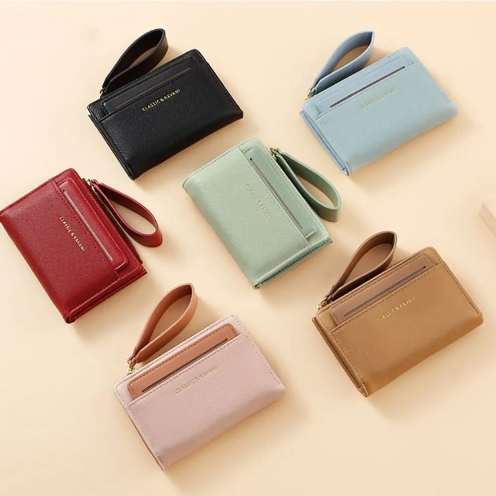 

Temperament PU Leather Short Wallets Portable Korean Style Women Clutch Bag Multifunctional Coin Purse Change Bag Women