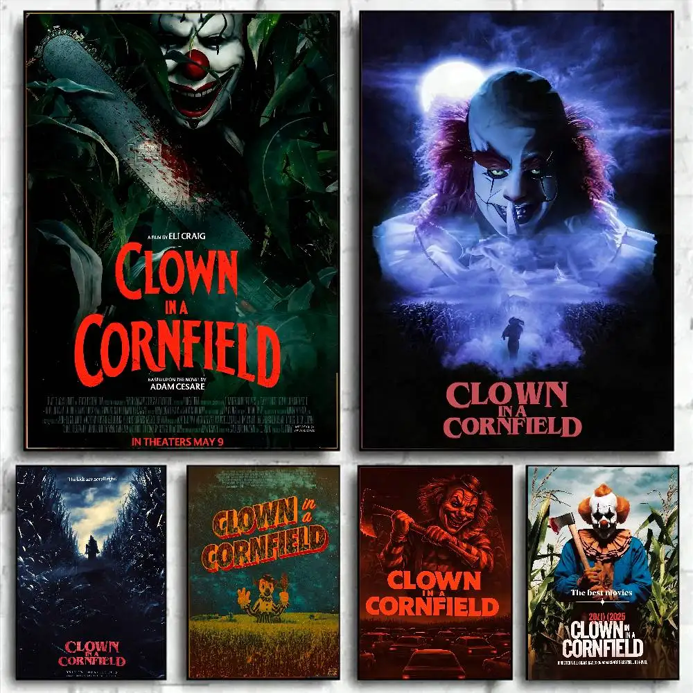 Clown in a Cornfield Poster Print For Bedroom Living Room Horror Movie Print Decor Scary Clown Films Canvas Painting Wall Art