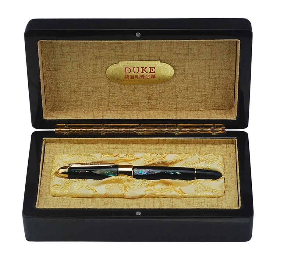 

Duke 14K Gold Nib Fountain Pen Bright Pearl In The Dark Green Sea 0.5mm Fine Nib W/Gift Box Writing Gift Pen Set