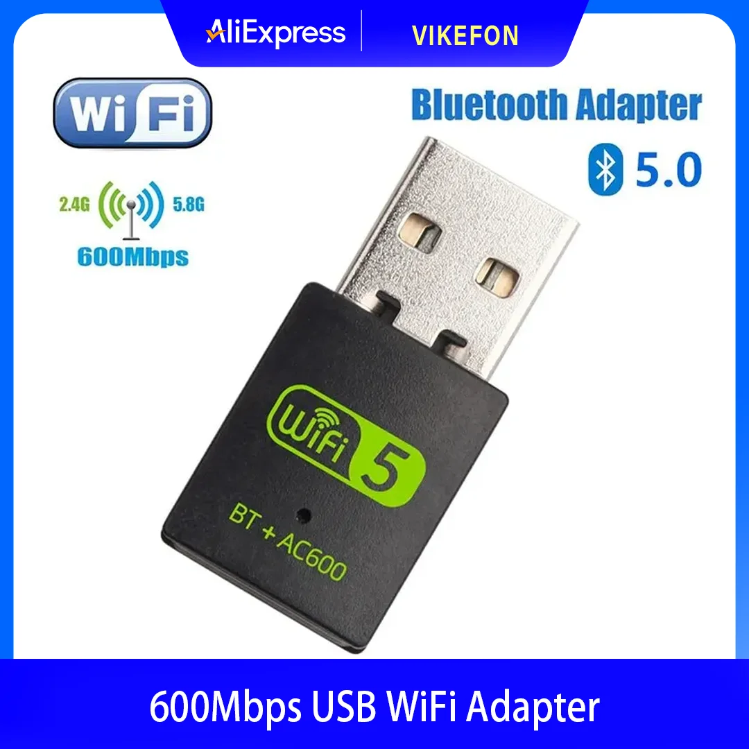 

600M Dual-Band Wireless Network Card Drive Free 5G High-Speed Computer Receiver Usb Bluetooth5.0 Wifi 2-In-1