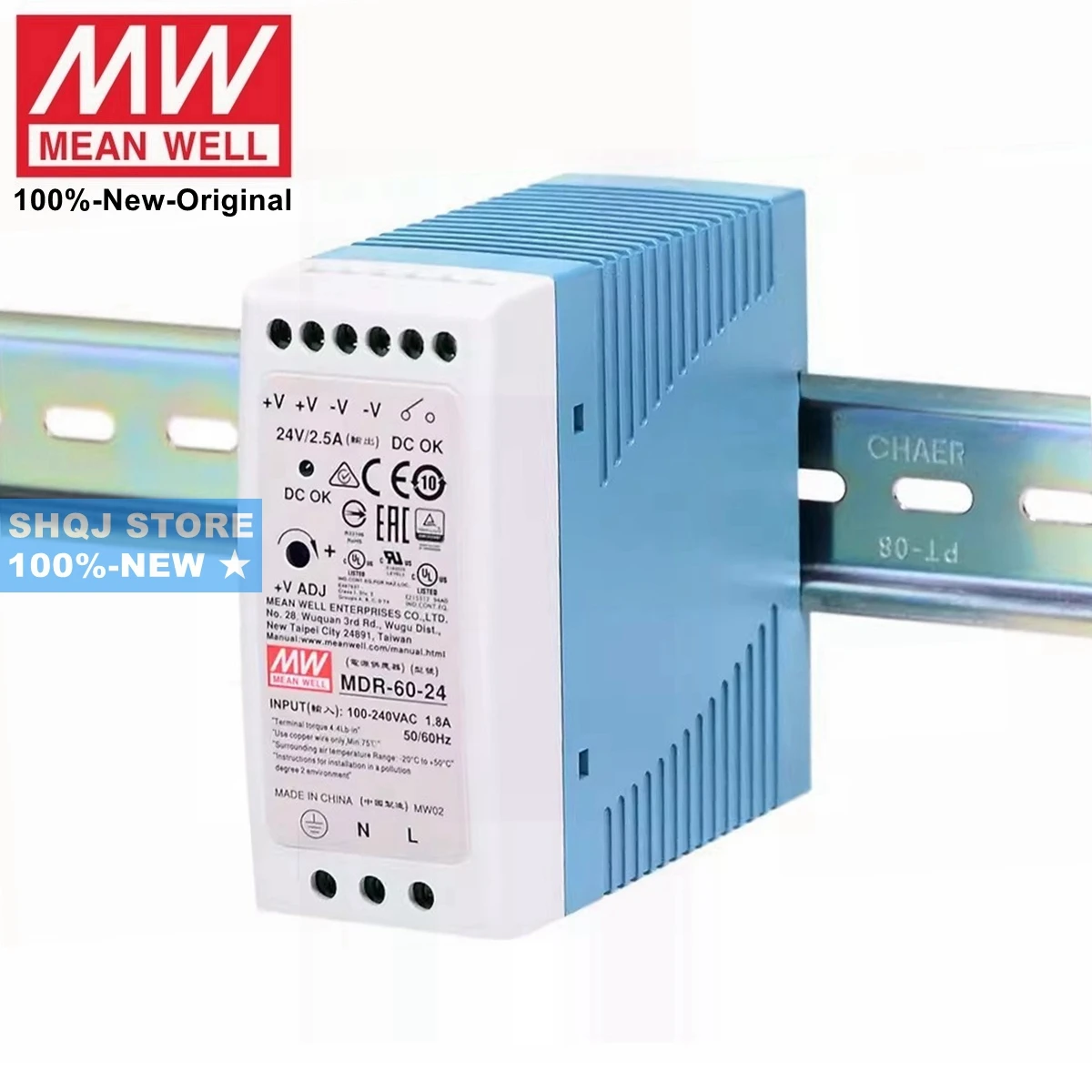 

MEAN WELL 100%-НОВЫЙ MDR-60-24 MDR-60-12 MDR-60-5 MDR-60-48 MDR-60 60 Вт 12 В 24 В промышленный источник питания с одним выходом на DIN-рейку