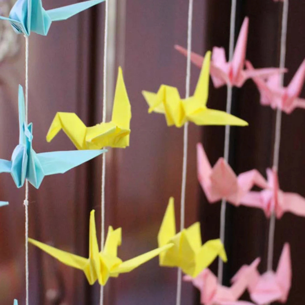 

100Pcs Origami Crane Hanging Decor Unique Handmade Paper Cranes Set for Celebration Festival Graduation Decorative Centerpiece