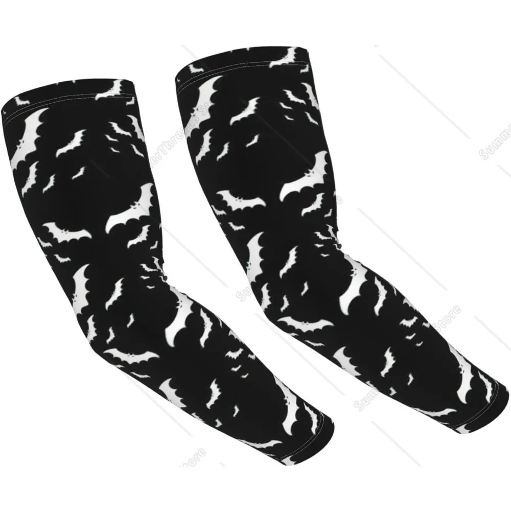 

Halloween Flying Bats print Adult ice silk cooling arm cover protection and finger hole cooling arm cover lightweight