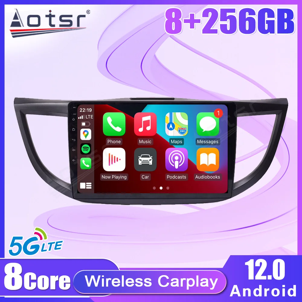 8+256GB 5G   LTE QLED Car Radio For Honda CRV Multimedia Video Player 8 Core Android12 Wireless Carplay Stereo Navigation GPS