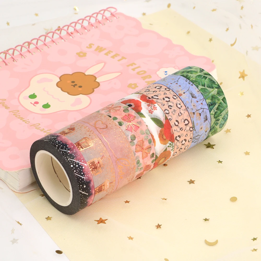 10M Cute butterfly milk tea flower Decorative Adhesive Tape Foi Masking Washi Tape Diy Scrapbooking Stationery Sticker Label