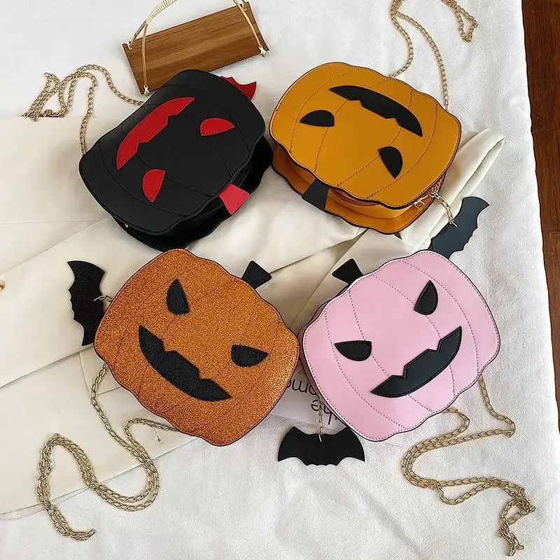 Bolsos de mensajero para niños, bolso cruzado con cadena de lentejuelas de Halloween y calabaza para niña, bolso de diseñador, bolso y bolsos para madres y niños