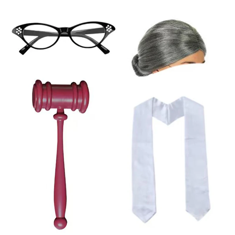 PESENAR – ensemble d'accessoires de Costume de juge avec faux col en dentelle, épingle ras du cou, lunettes de marteau pour Costume d'halloween RBG