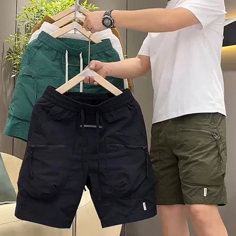 

Men's Shorts Brand Clothing Summer Zipper Pocket Pants Shorts Loose Casual Mens Couple Breathable Male Bottom Outdoor Oversize
