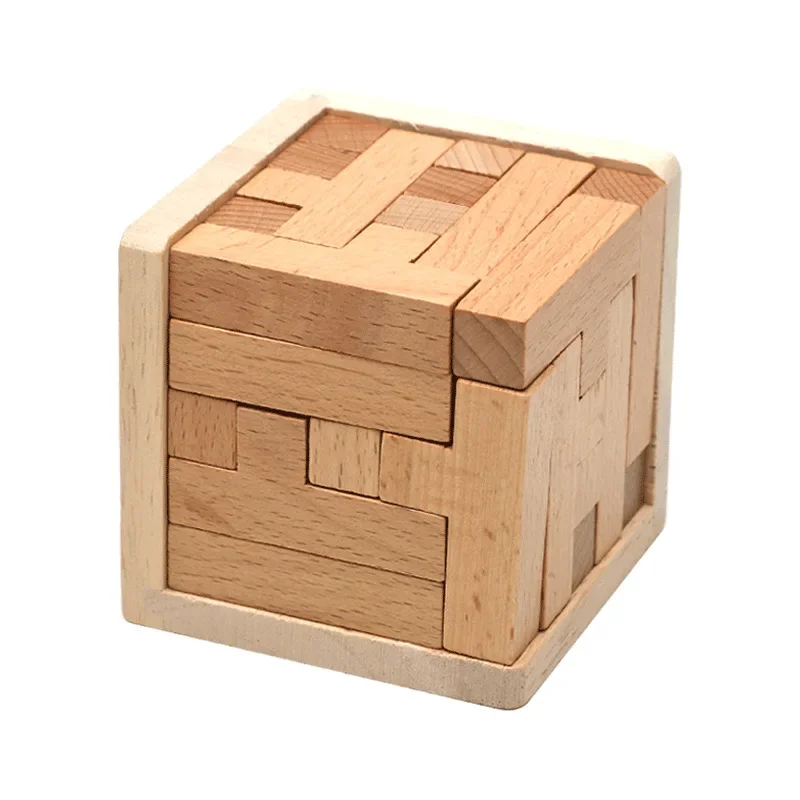 3D-Holzpuzzles mit 25 T-förmigen klassischen Luban-Schlosswürfeln, Spielzeug, geistiges Spiel für Kinder und Erwachsene