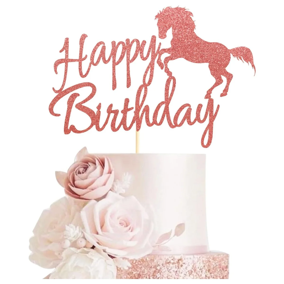 24 PCS Horse Happy Birthday Cake Topper, Horse Racing Theme Birthday Party Decoration for Boys Girls Men Women, Kids Birthday Pa