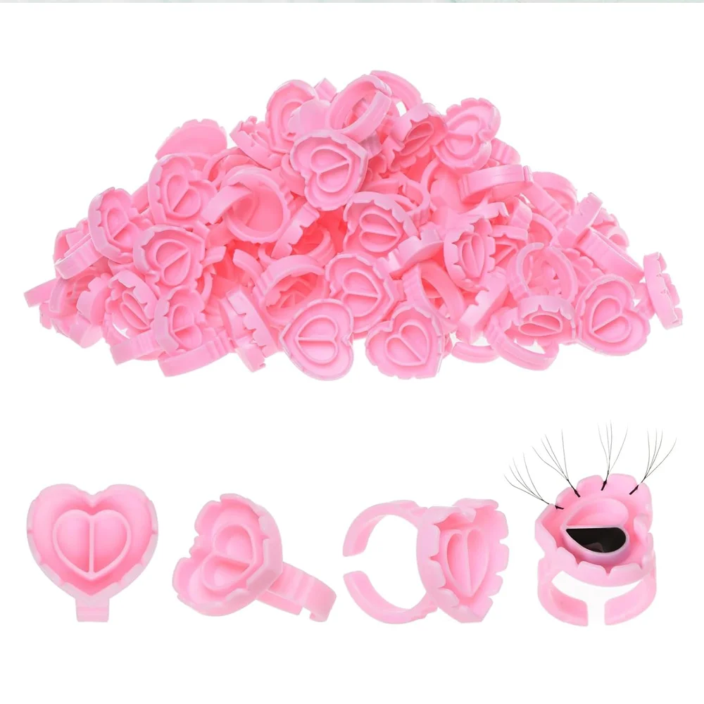 

100 Pcs Flower Beauty Eyelash Extension Glue Cups Pink Delay Cup Grafting Eyelash Makeup Tool Tattoo Adhesive Pigment Cups