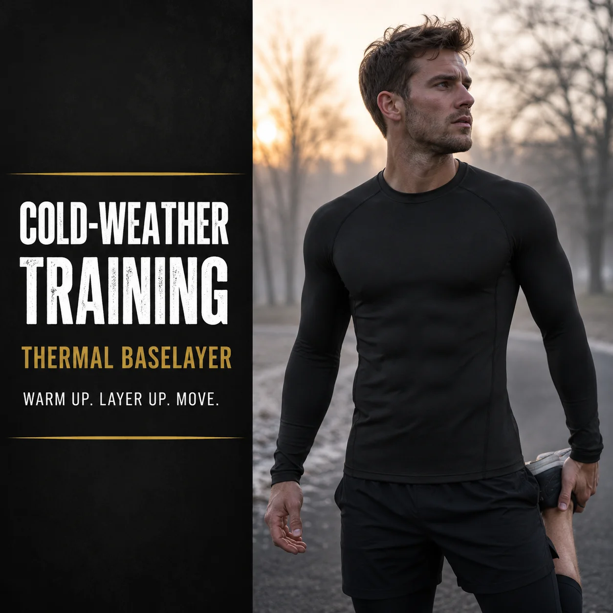 Men's Thermal Compression Shirt Fleece Lined Long Sleeve Stretch Baselayer Cold Weather Running Gym Training Athletic Top Sports