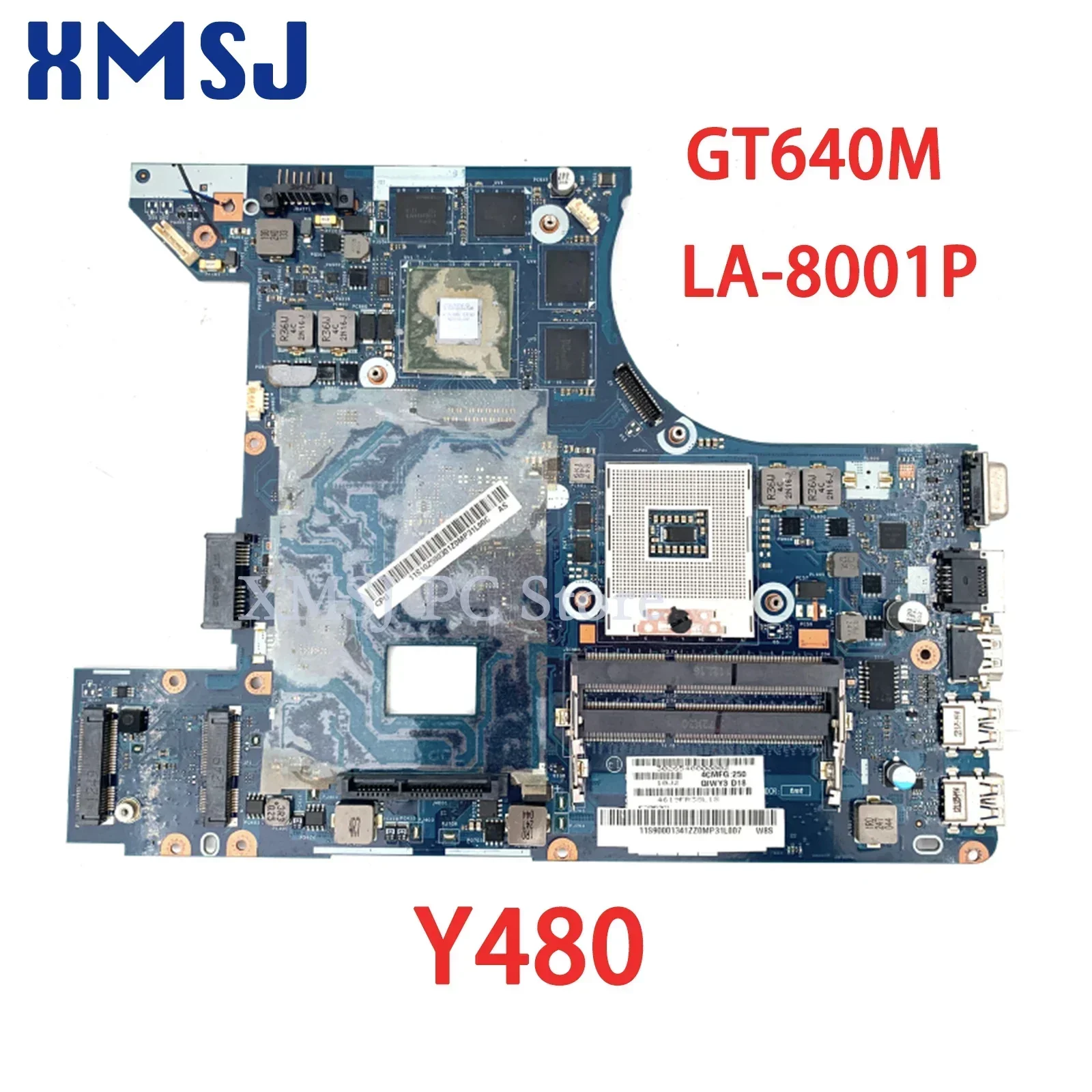 

XMSJ For Lenovo Y480 Laptop Motherboard QIWY3 LA-8001P GT640M Graphics Card Main Board Full Test