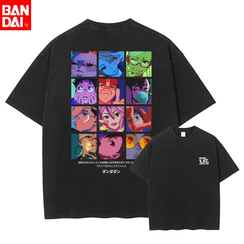 

Мужская футболка Dandadan с принтом персонажей в стиле коллаж, двусторонняя, с эффектом винтажной стирки, черная, оверсайз, лето 2026, аниме-стритвир