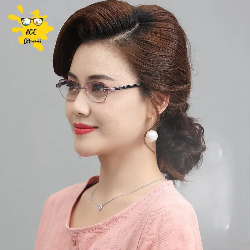 Luxury Diamond Cut Reading Glasses Women Rimless Anti Blue Light Eyeglasses Ladies Plus Prescription Eyewear Diopter 0 To +4.0