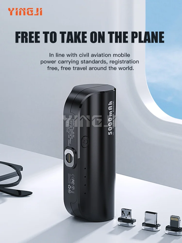 

5000mAh new compact and convenient power bank magnetic suction capsule mini mobile power bank gift pocket portable